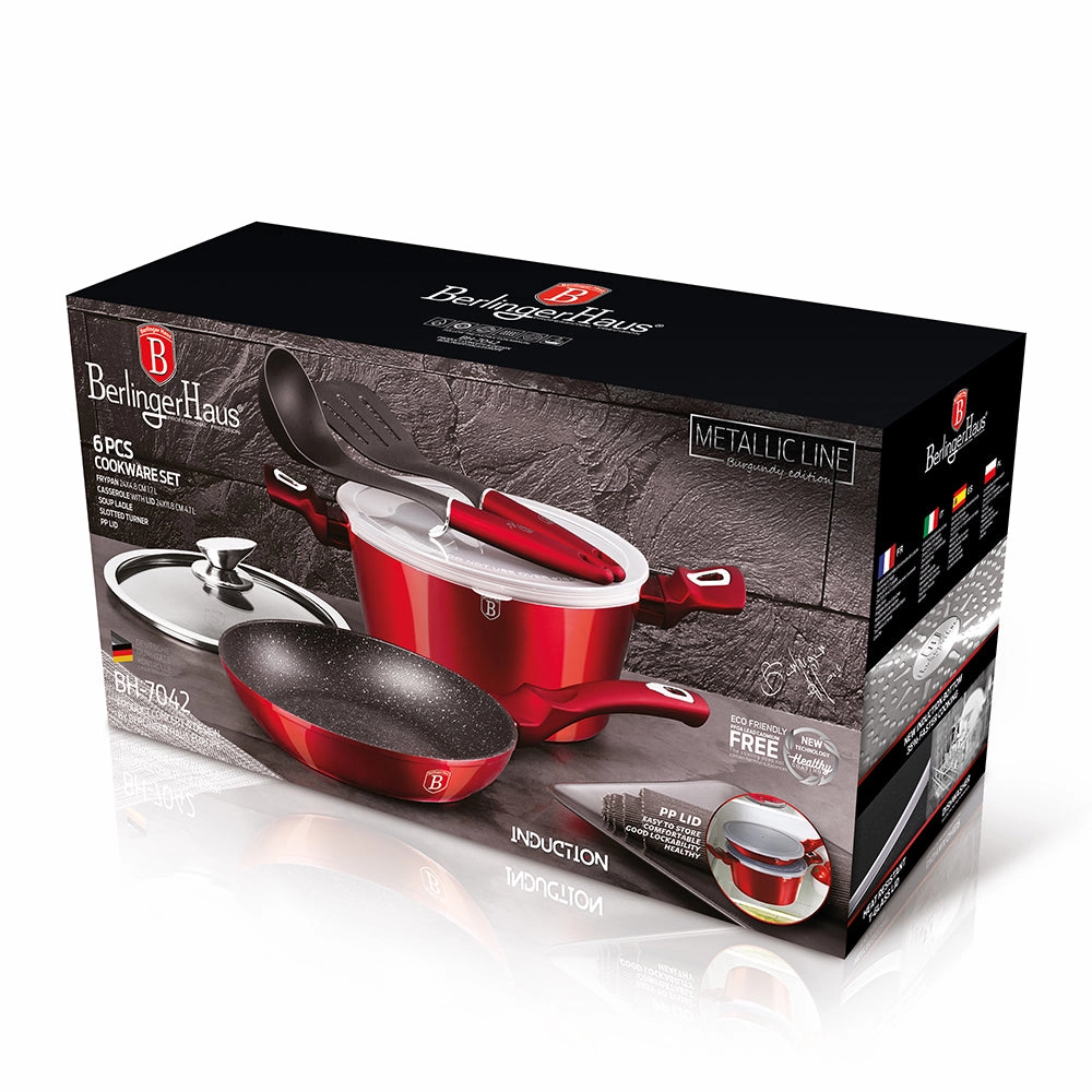 6-Piece Cookware Set Burgundy Collection