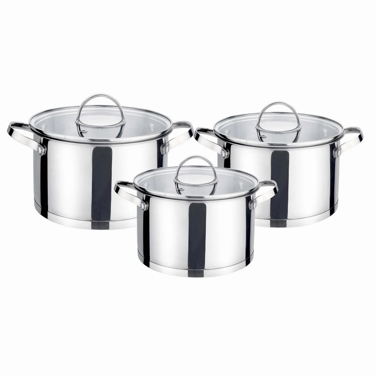 6-Piece Polished Stainless Steel Cookware Set with Lids 1.9QT, 2.7QT, 3.6QT Cookware online kitchen sale