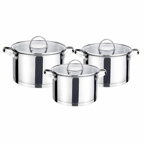 6-Piece Polished Stainless Steel Cookware Set with Lids 1.9QT, 2.7QT, 3.6QT Cookware online kitchen sale