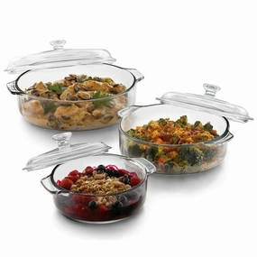 6-Piece Round Glass Casserole Cookware Bakeware Set with Lids Cookware online kitchen sale