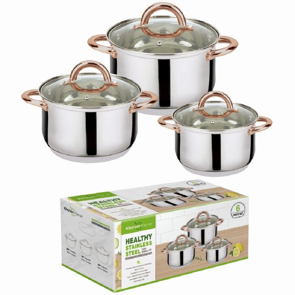 6-Piece Stainless Steel Casserole Set Pots and Lids