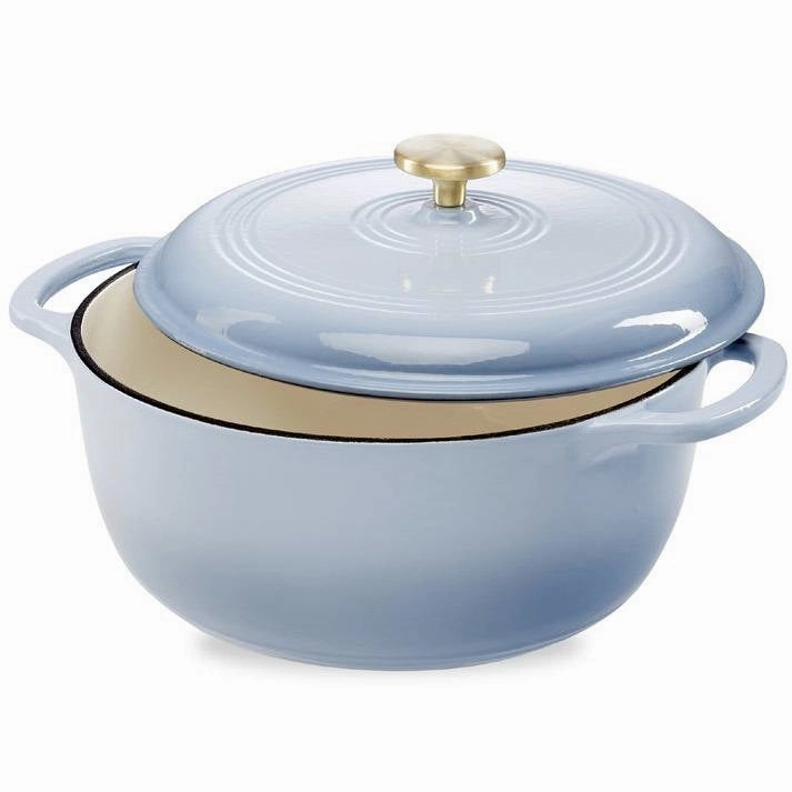 6 Quart Large Baby Blue Enamel Cast-Iron Dutch Oven Kitchen Cookware Cookware online kitchen sale