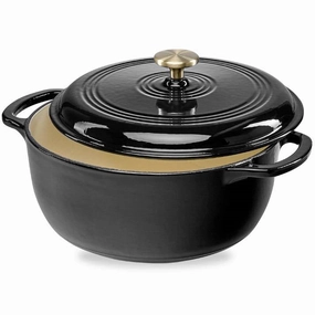 6 Quart Large Black Enamel Cast-Iron Dutch Oven Kitchen Cookware Cookware online kitchen sale