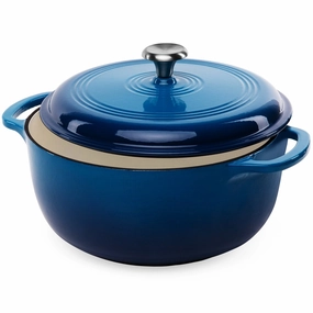 6 Quart Large Blue Enamel Cast-Iron Dutch Oven Kitchen Cookware Cookware online kitchen sale