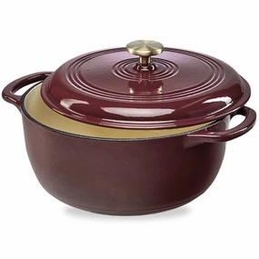 6 Quart Large Maroon Cabernet Red Enamel Cast-Iron Dutch Oven Kitchen Cookware Cookware online kitchen sale