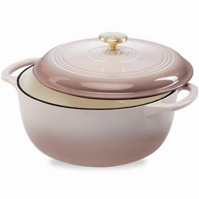 6 Quart Large Pink Beige Off-White Enamel Cast-Iron Dutch Oven Kitchen Cookware Cookware online kitchen sale