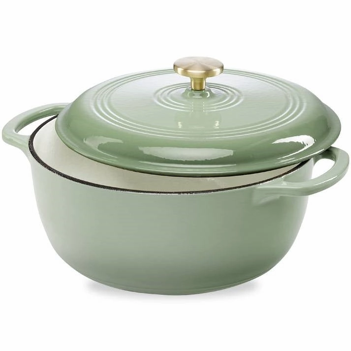 6 Quart Large Sage Green Enamel Cast-Iron Dutch Oven Kitchen Cookware Cookware online kitchen sale
