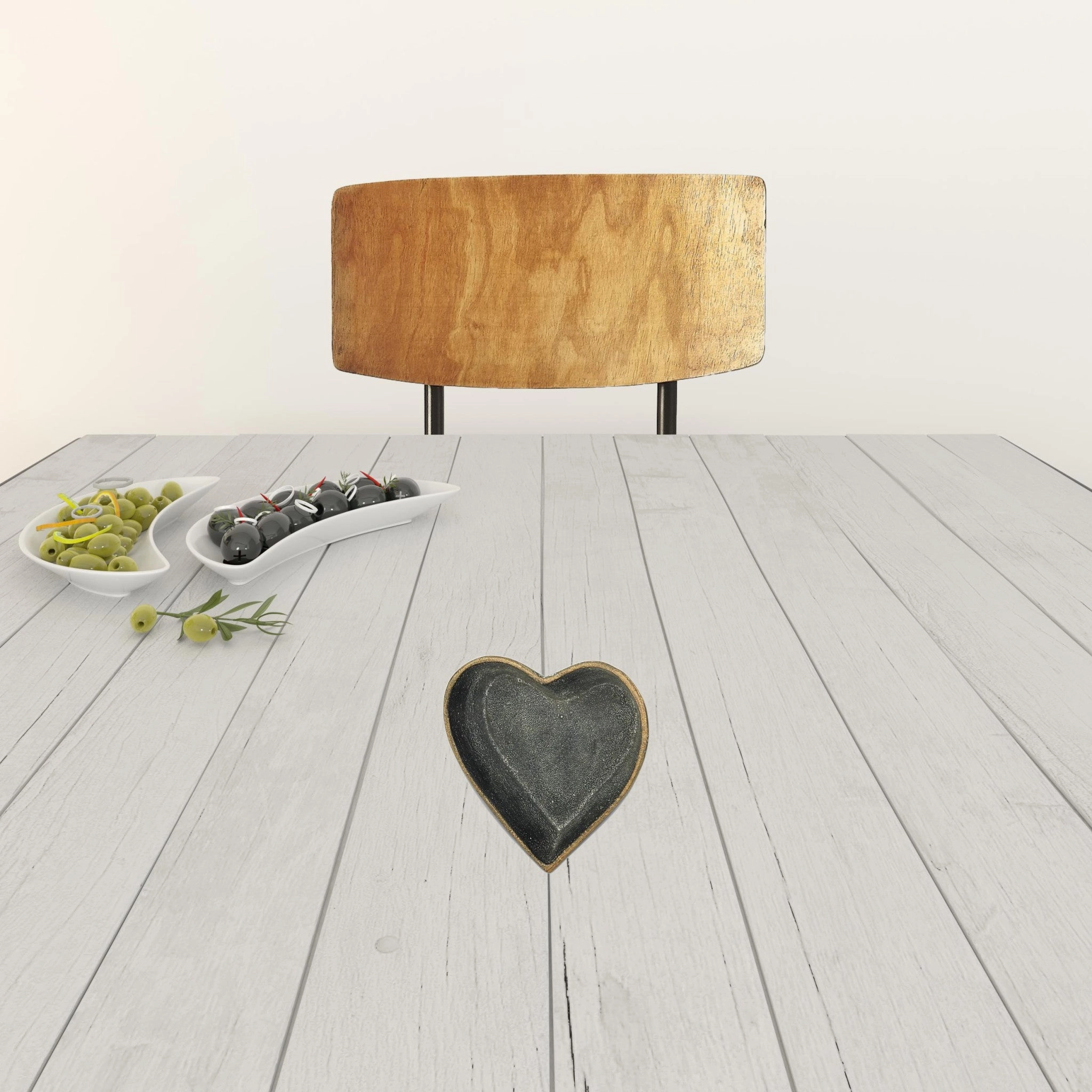 6" Black Heart Metal Heart Handmade Vanity Tray