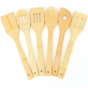 6Pc Bamboo Wooden Spoons and Spatula Set - Nonstick Cookware Kitchen Tools Cooking Tools & Accessories clearance kits