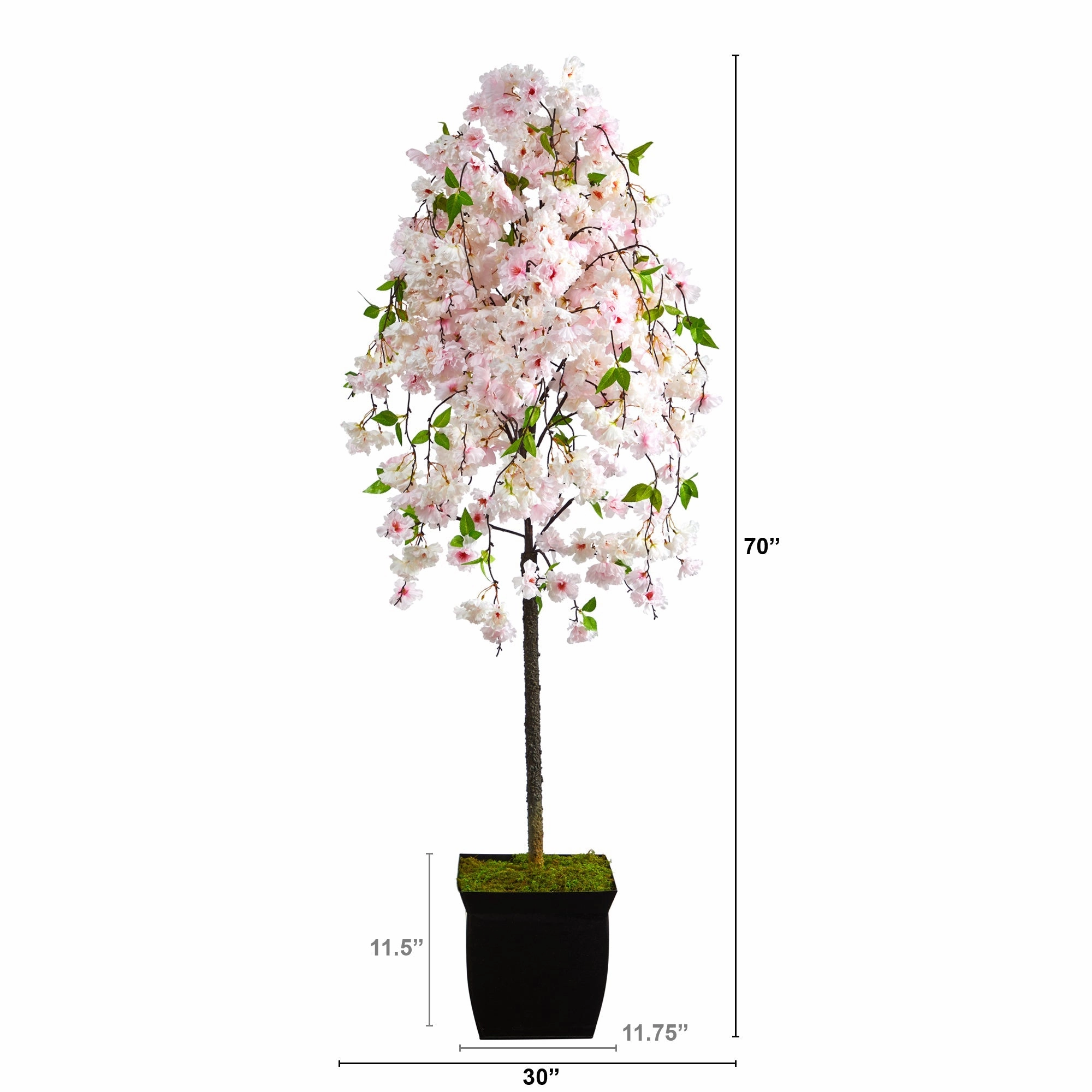 70" Cherry Blossom Artificial Tree in Black Metal Planter