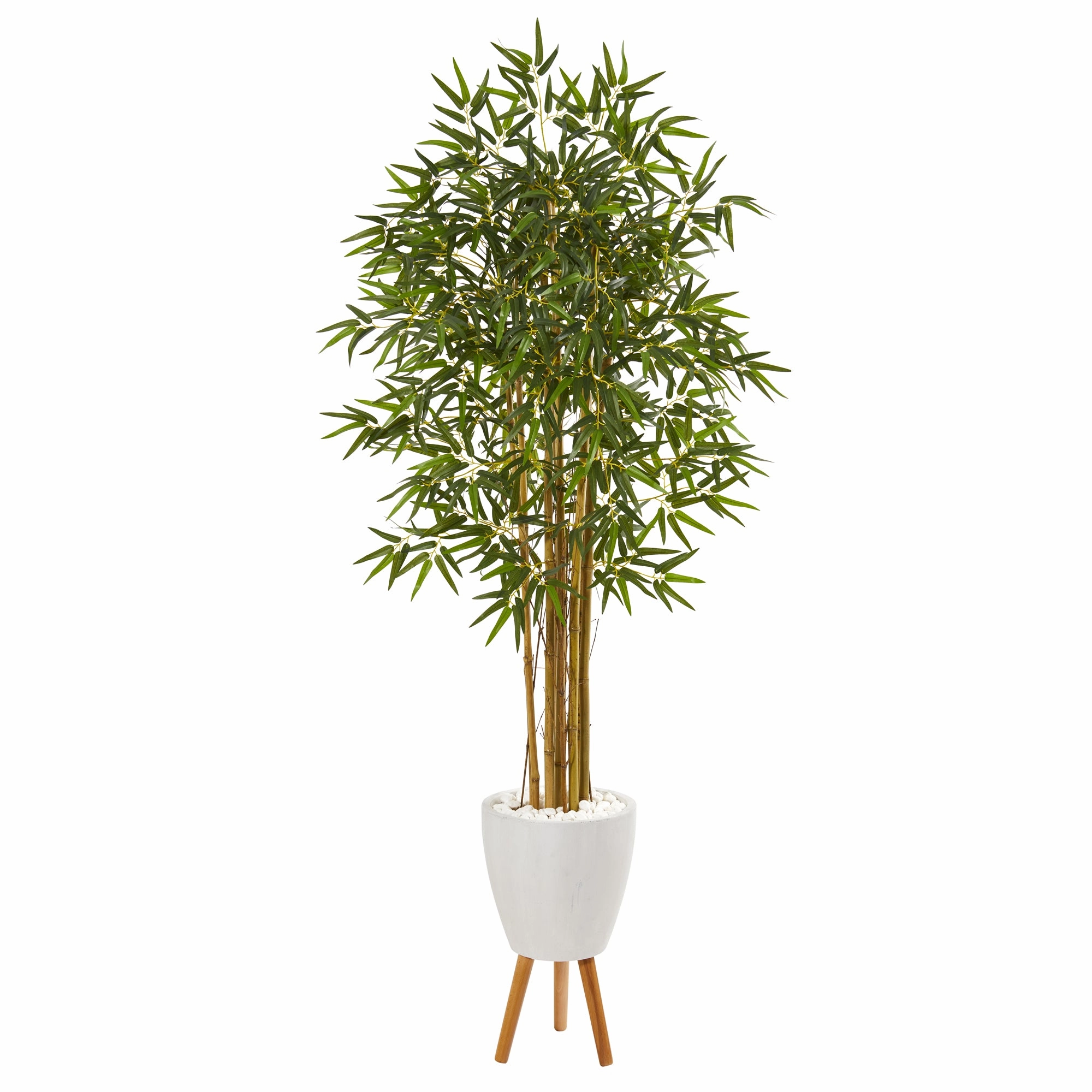 74" Multi Bambusa Bamboo Tree in Planter with Stand Faux Florals cheap bouquet decor