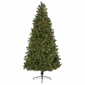 7.5' Rocky Mountain Christmas Tree w/Cones 400 LED 880 Tips Faux Florals online special