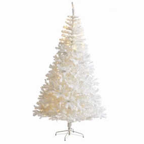 7.5' White Artificial Christmas tree w/400 LED and 1380 Tips Faux Florals best price deals