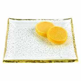 7 Glass Set Of 4 Square Edge Gold Plates Cooking Tools & Accessories outlet tools