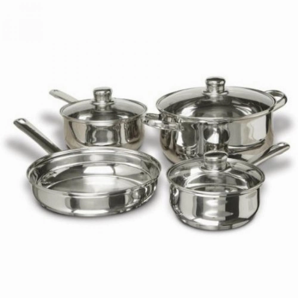 7-Piece Stainless Steel Cookware Set with Tempered Glass Lids Cookware online kitchen sale