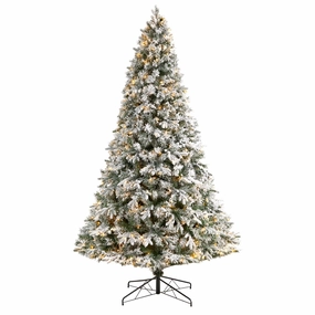 9' Flocked Vermont Mixed Pine Artificial Christmas Tree Faux Florals best price deals