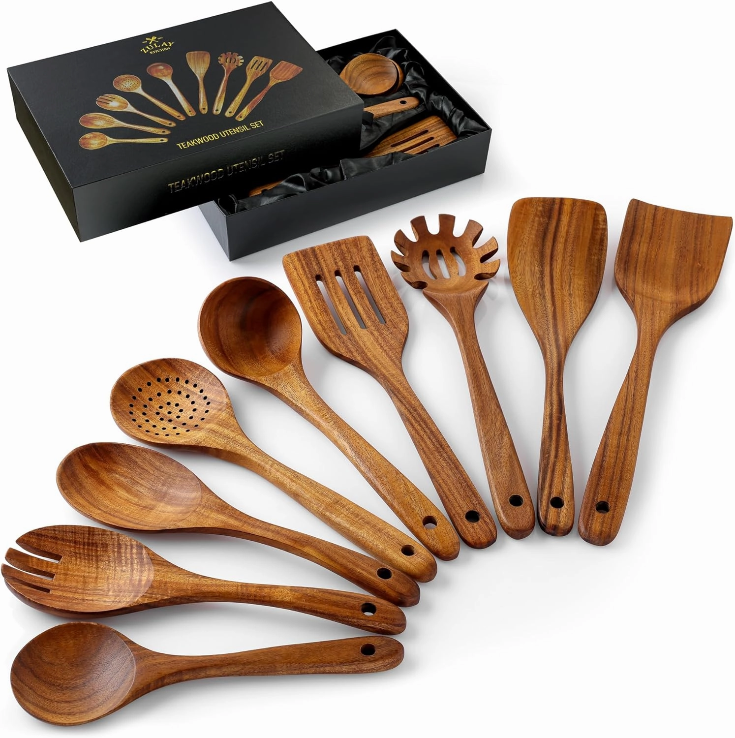 9-Piece Natural Teak Wooden Utensils for Cooking Cooking Tools & Accessories hot price
