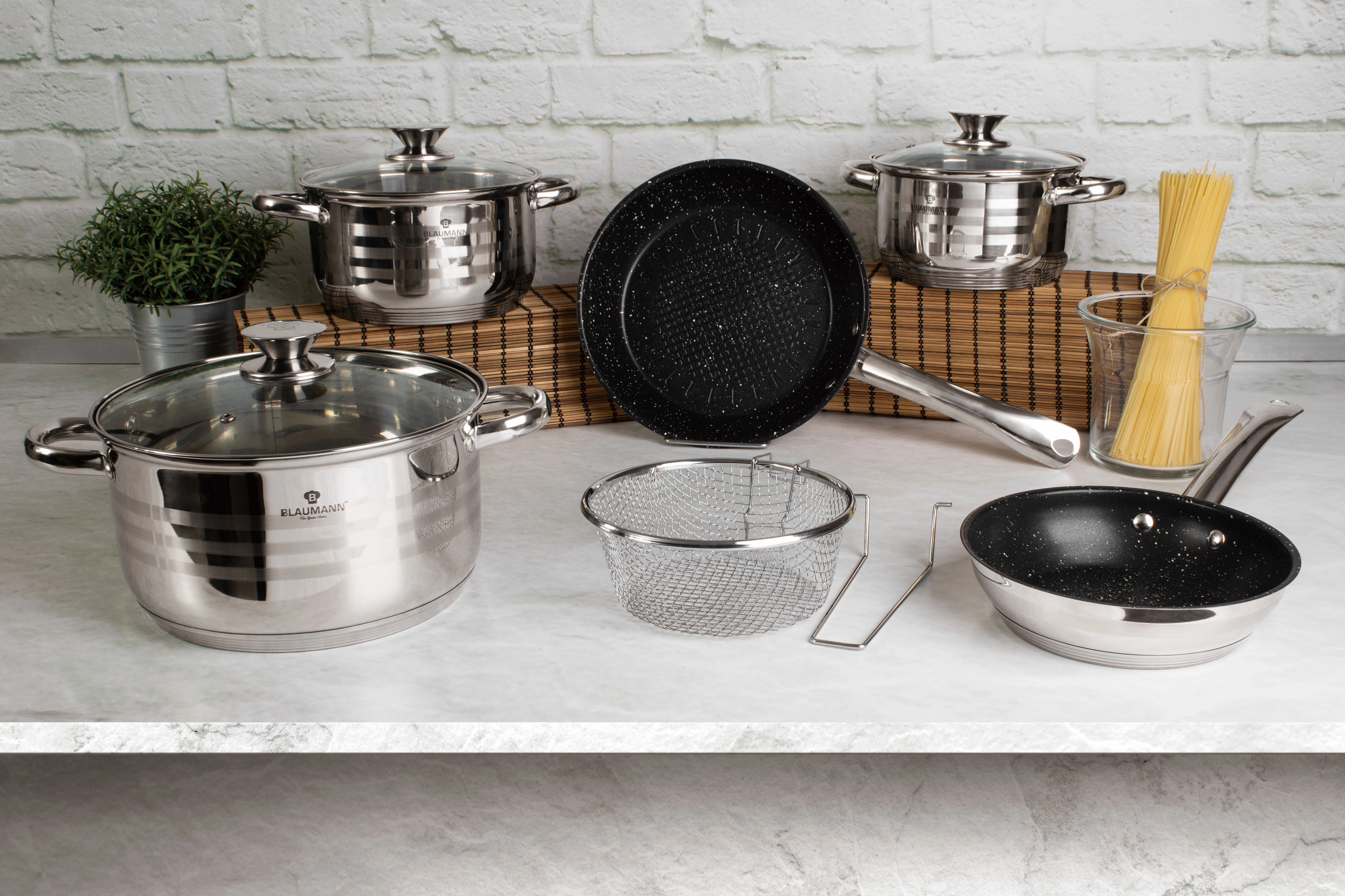 9-Piece Stainless Steel Cookware Set Blauman Collection