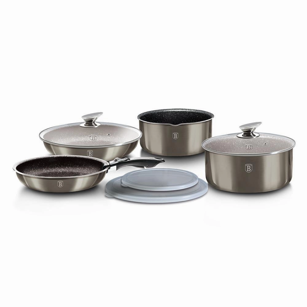 9-Pieces Cookware Set w/ Detached Ergonomic Handle Carbon Collection Cookware holiday sale