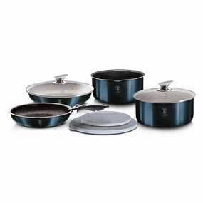 9-Pieces Cookware Set w/ Ergonomic Handle Aquamarine Collection Cookware holiday sale