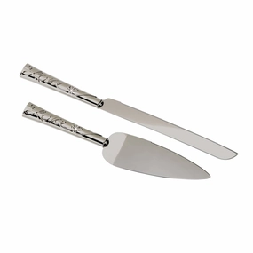 "love" Cake Knife & Server Set In Nickel Cutlery knife sets deals
