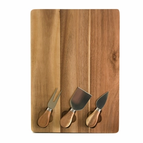Acacia Wood Cheese Knife Set & Board Serveware clearance shop