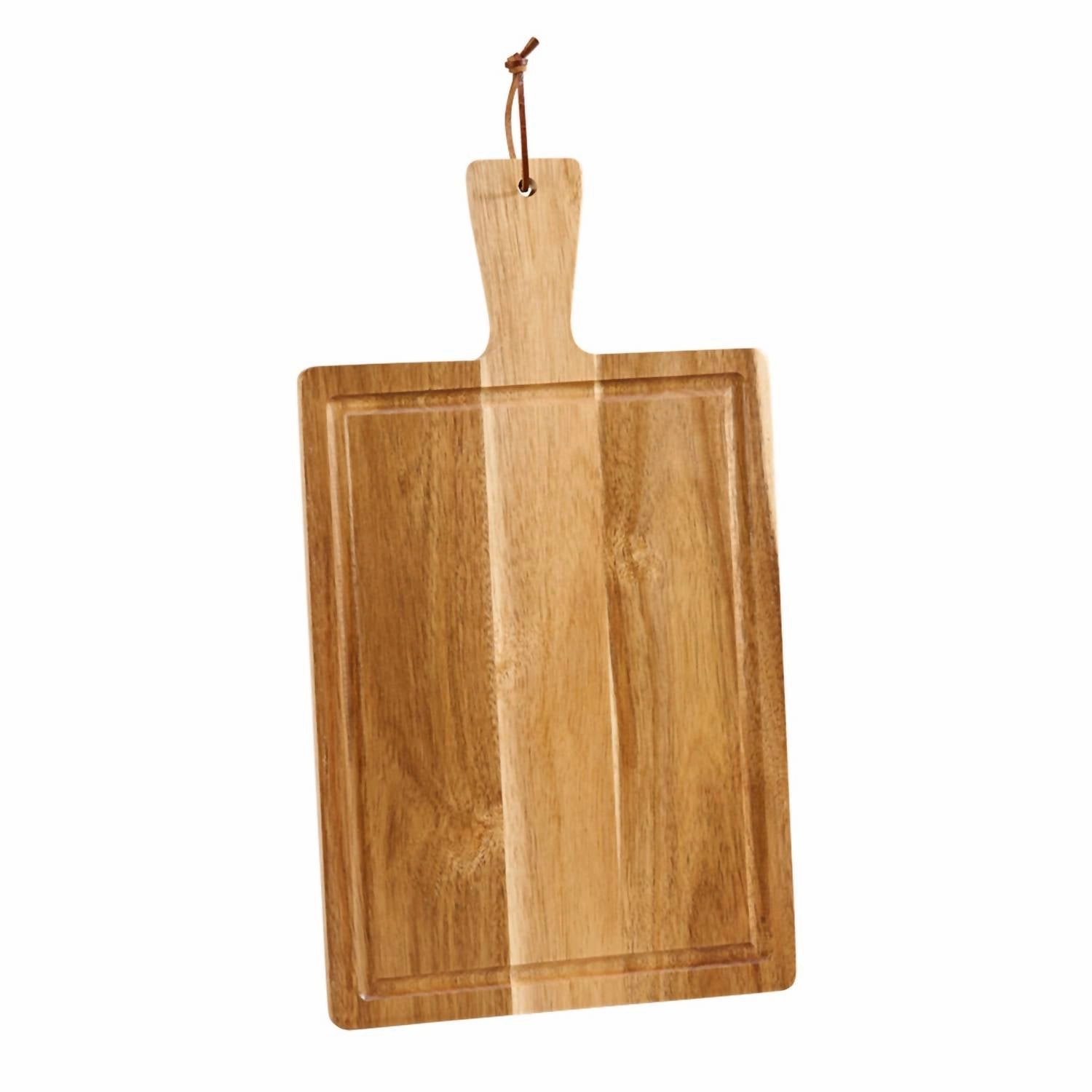 Acacia Wood Cutting Board With Handle In Natural Brown