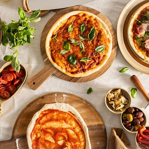 Acacia Wood Pizza Set with Cutter