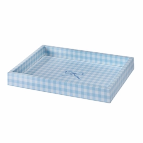 Addison Ross Blue Gingham Lacquer Tray (11x8) Decorative Trays cheap sale