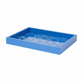 Addison Ross Chinoiserie Blue Lacquer Tray (11x8) Decorative Trays cheap sale