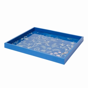 Addison Ross Chinoiserie Blue Lacquer Tray (16x14) Decorative Trays cheap sale