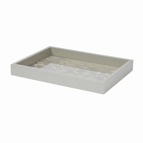 Addison Ross Chinoiserie Gray Lacquer Tray (11x8) Decorative Trays cheap sale