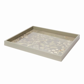 Addison Ross Chinoiserie Grey Lacquer Tray (16x14) Decorative Trays cheap sale