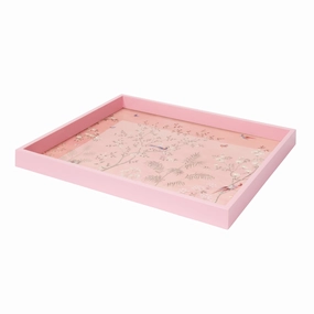 Addison Ross Chinoiserie Pink Lacquer Tray (16x14) Decorative Trays cheap sale