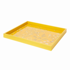 Addison Ross Chinoiserie Yellow Lacquer Tray (16x14) Decorative Trays cheap sale