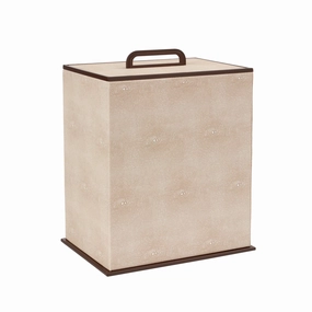 Addison Ross Ecru Faux Shagreen Bin (Cream) Home Decor Office Organization Convenient shopping
