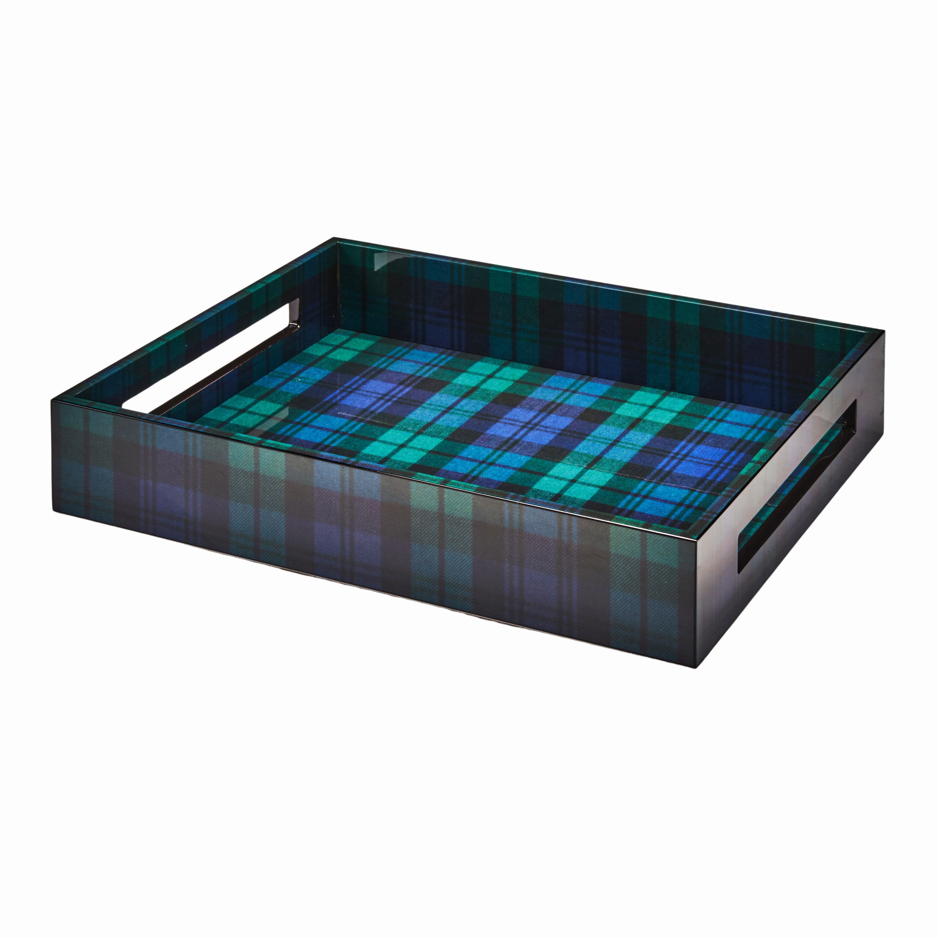 Addison Ross Green Tartan Medium Tray 16" Decorative Trays cheap sale