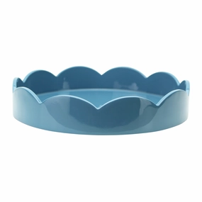 Addison Ross Lacquer Round Scalloped Tray (Chambray) 8.5" Decorative Trays cheap sale