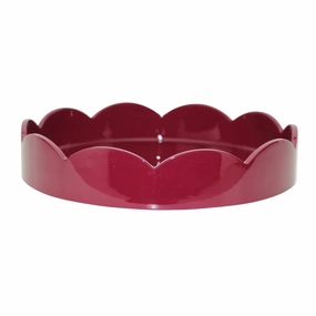 Addison Ross Lacquer Round Scalloped Tray (Cherry) 8.5" Decorative Trays cheap sale