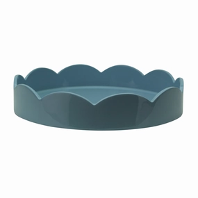 Addison Ross Lacquer Round Scalloped Tray (Denim) 8.5" Decorative Trays cheap sale
