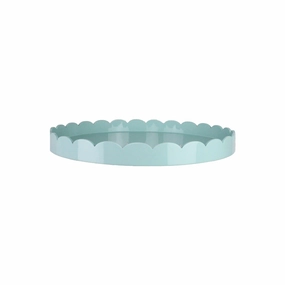 Addison Ross Lacquer Round Scalloped Tray (Eau De Nil Blue) 20" Decorative Trays cheap sale