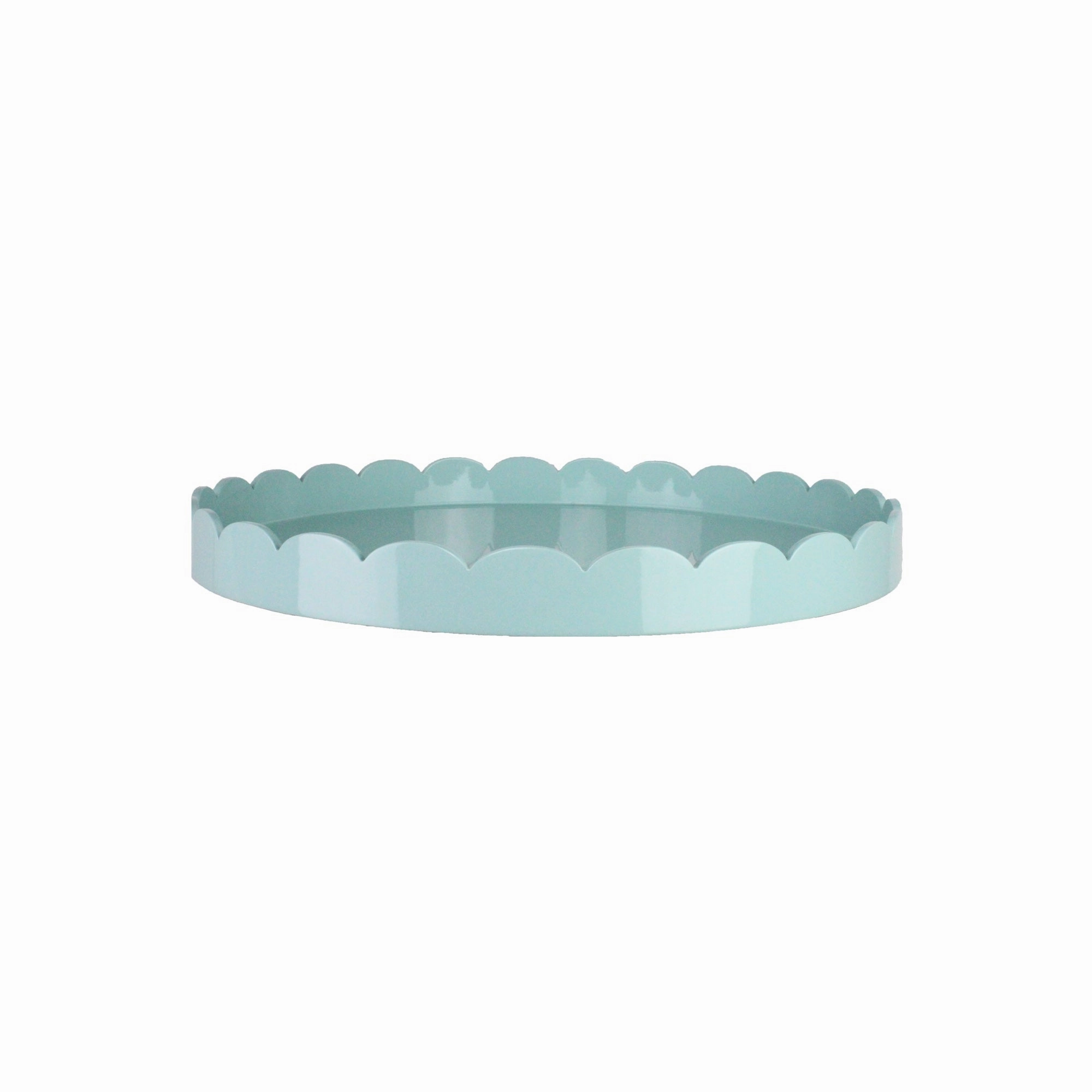 Addison Ross Lacquer Round Scalloped Tray (Eau De Nil Blue) 20" Decorative Trays cheap sale