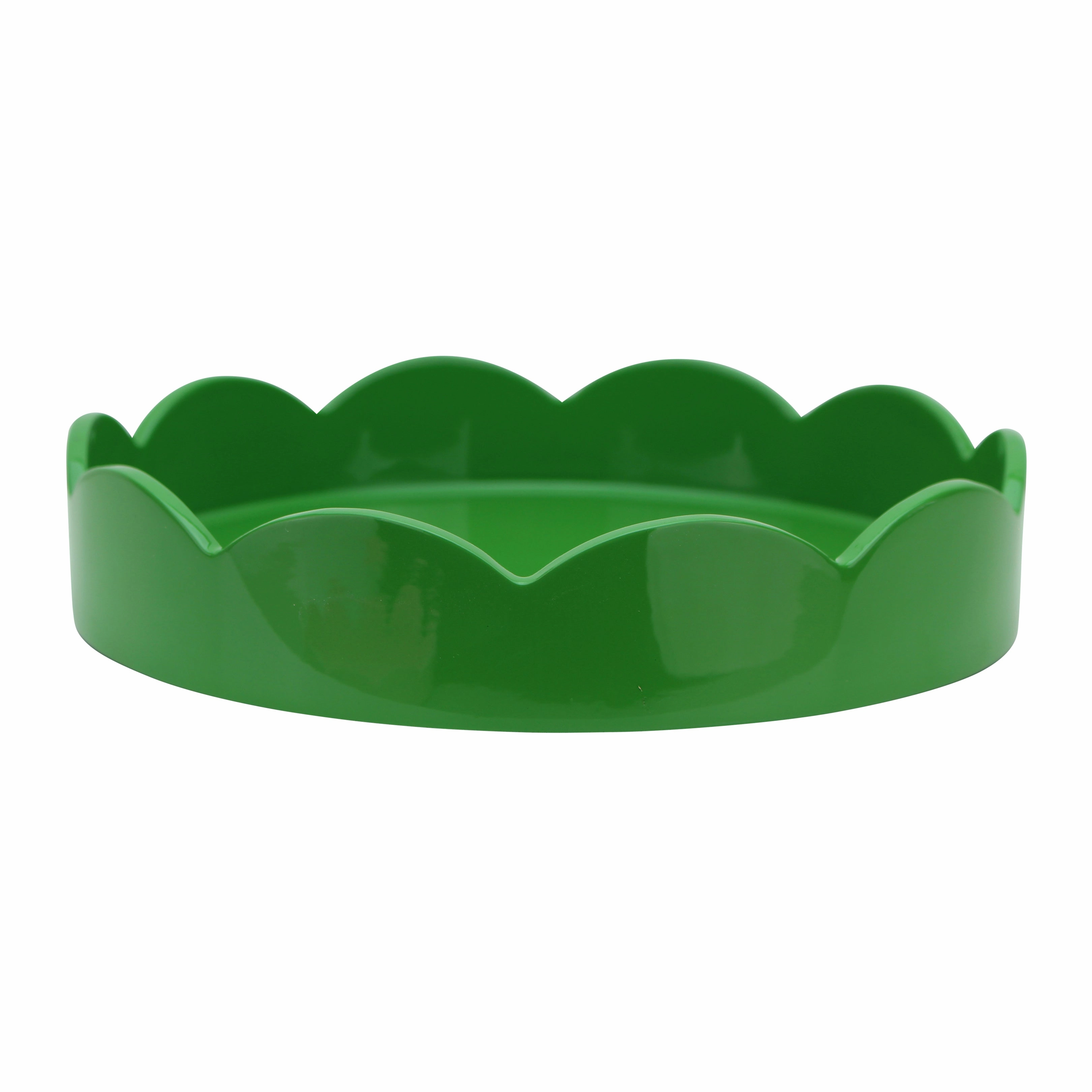Addison Ross Lacquer Round Scalloped Tray (Leaf Green) 8.5" Decorative Trays cheap sale
