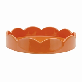 Addison Ross Lacquer Round Scalloped Tray (Orange) 8.5" Decorative Trays cheap sale