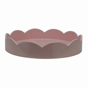 Addison Ross Lacquer Round Scalloped Tray (Pale Pink) 8.5" Decorative Trays cheap sale