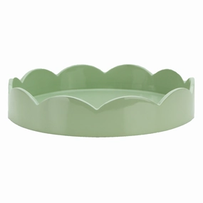 Addison Ross Lacquer Round Scalloped Tray (Sage Green) 8.5" Decorative Trays cheap sale