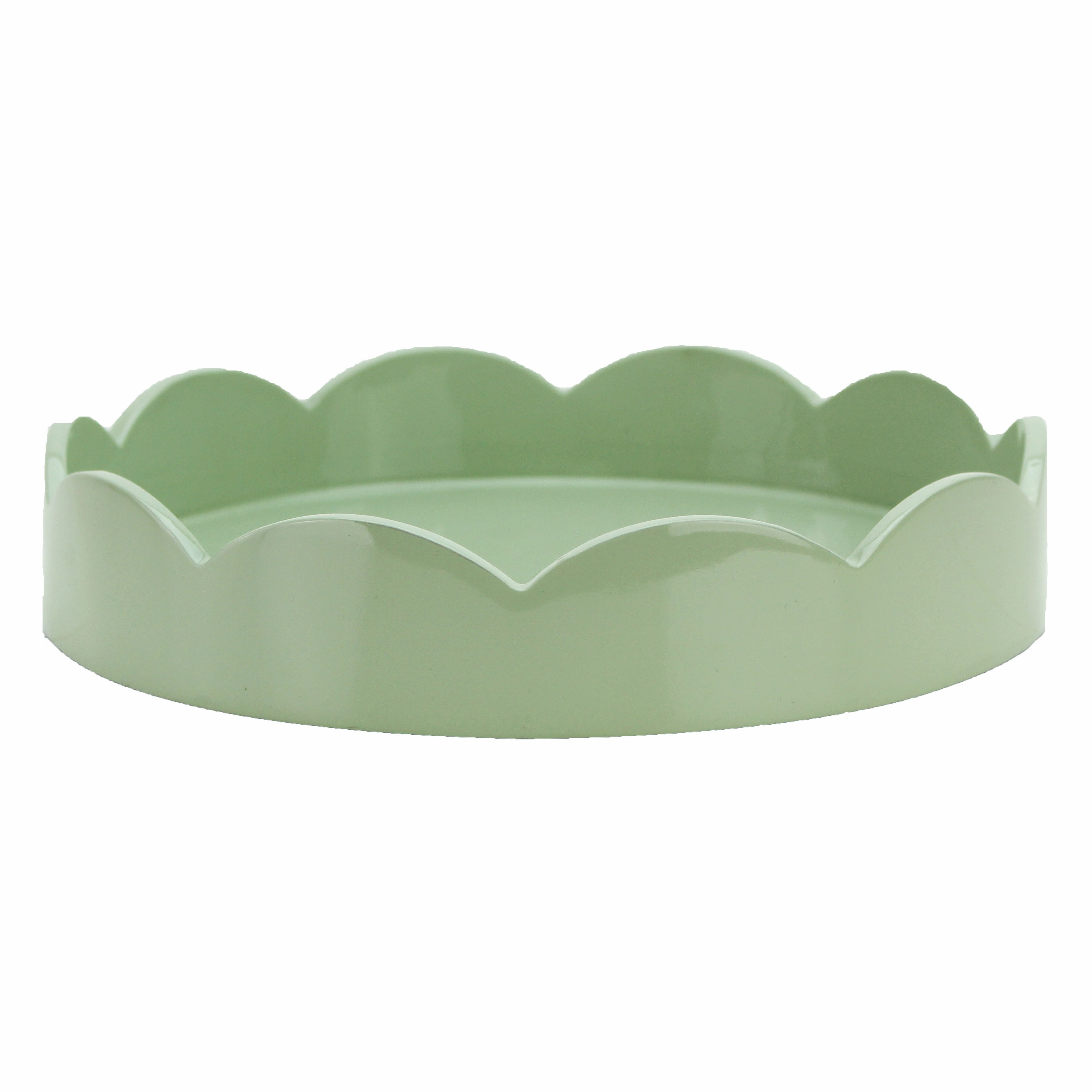 Addison Ross Lacquer Round Scalloped Tray (Sage Green) 8.5" Decorative Trays cheap sale