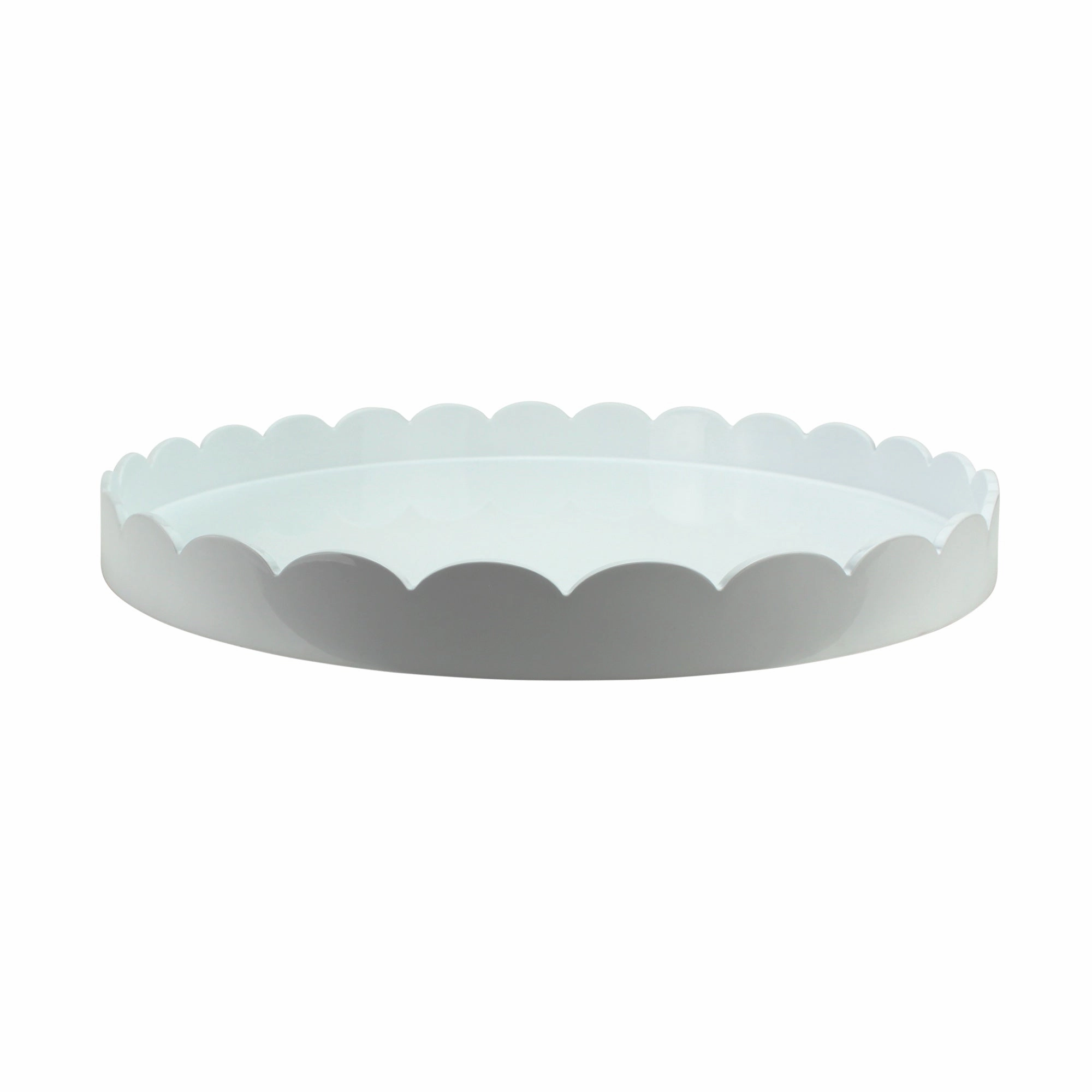 Addison Ross Lacquer Round Scalloped Tray (White) 20" Decorative Trays cheap sale