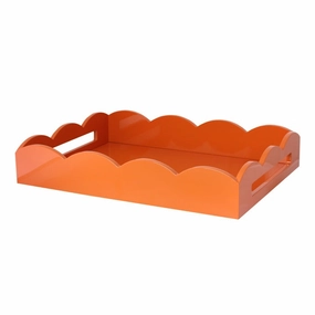 Addison Ross Lacquer Scalloped Tray 17x13 (Orange) Decorative Trays cheap sale