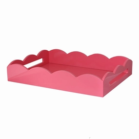 Addison Ross Lacquer Scalloped Tray 17x13 (Pink) Decorative Trays cheap sale